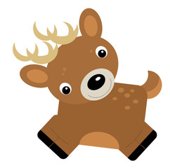 cartoon scene with farm animal deer roe on yellow stripes illustration