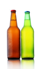 two bottles with beer