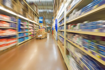 Empty supermarket aisle