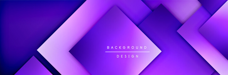 Square shapes composition geometric abstract background. 3D shadow effects and fluid gradients. Modern overlapping forms