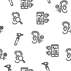 Fototapeta premium Hearing Human Sense Seamless Pattern Vector Thin Line. Illustrations
