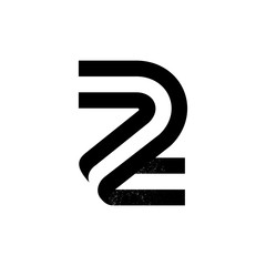 Number two logo formed by two parallel lines with noise texture.