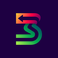 Number three logo with arrow inside.