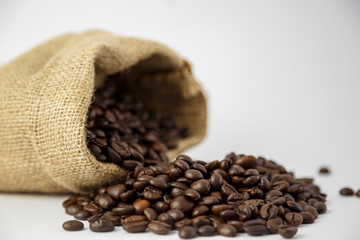  Roasted coffee beans In sacks and on the floor