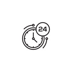 24 Hours icon. Timer, Stopwatch, Waiting, Time and Clock vector icon. Sign isolated on white background. Trendy Flat style for graphic design, Web site, UI. EPS10