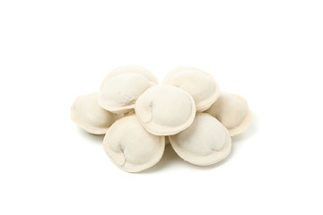 Fototapeta na wymiar Tasty raw dumplings isolated on white background