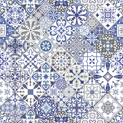 Seamless iles background in portuguese style. Mosaic pattern for ceramic in dutch, portuguese, spanish, italian style.