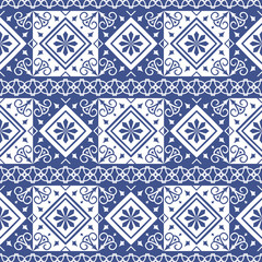 Seamless tiles background in portuguese style. Mosaic pattern for ceramic in dutch, portuguese, spanish, italian style.