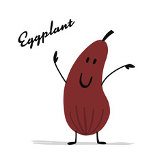 Funny smiling eggplant, character for your design