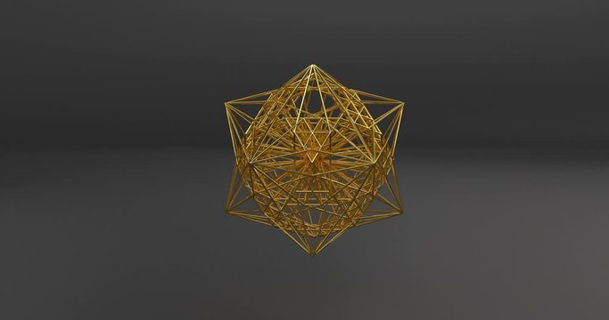 Golden abstract object made of ribs. Tribal ethnic texture. Able to loop seamless 4k