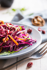 Red cabbage salad with nuts and parsley