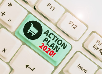 Text sign showing Action Plan 2020. Business photo text proposed strategy or course of actions for...