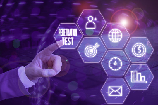 Word writing text Penetration Test. Business photo showcasing authorized simulated cyberattack on a computer system