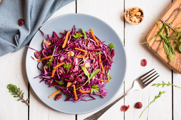 Red cabbage salad with nuts and parsley