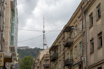 Narrow streets with balconies of The old town of Tbilisi, Georgia.