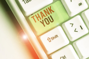 Text sign showing Thank You. Business photo showcasing polite expression used when acknowledging...