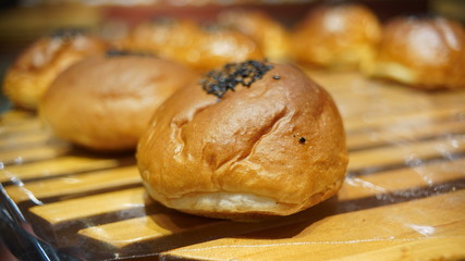 pieces of bread in bakery shop