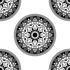 Decorative hand-drawn round pattern in the form of a mandala for laser cutting. Vector isolated on white.