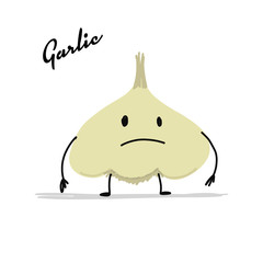 Funny smiling garlic, character for your design