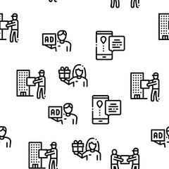 Courier Delivery Job Seamless Pattern Vector Thin Line. Illustrations