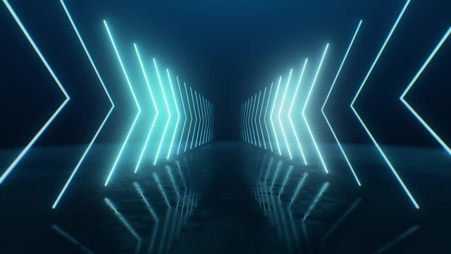 Loop Neon arrows going into perspective