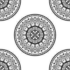 Decorative hand-drawn round pattern in the form of a mandala for laser cutting. Vector isolated on white.
