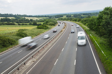 blurred car on a highway