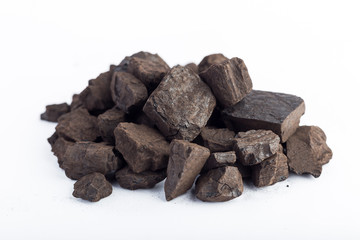 black coal on a white background