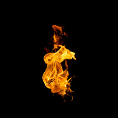 Fire flames on black background.