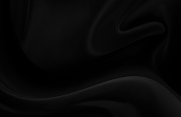 Black gray satin dark fabric texture luxurious shiny that is abstract silk cloth background with patterns soft waves blur beautiful.