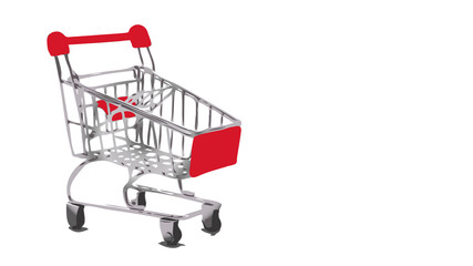 Illustration Art of A Shopping Cart, The Symbol of Shopping, Sales, Marketing, Digital Marketing or E-Commerce.  Isolated on White Background with Copy Space for Text.