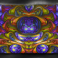 3D rendering of plastic background with embossed fractal on leather