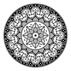 Mandala decorative round ornament. Can be used for greeting card, phone case print, etc. Hand drawn background, vector isolated on white. EPS 10 
