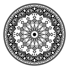 Mandala decorative round ornament. Can be used for greeting card, phone case print, etc. Hand drawn background, vector isolated on white. EPS 10 
