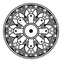 Mandala decorative round ornament. Can be used for greeting card, phone case print, etc. Hand drawn background, vector isolated on white. EPS 10 