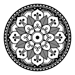 Mandala decorative round ornament. Can be used for greeting card, phone case print, etc. Hand drawn background, vector isolated on white. EPS 10 