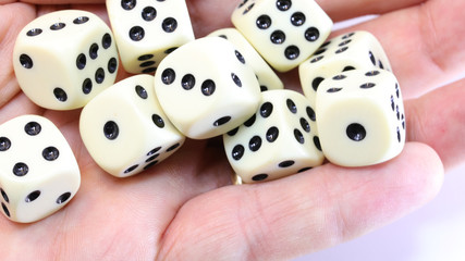 many white dice on the hand