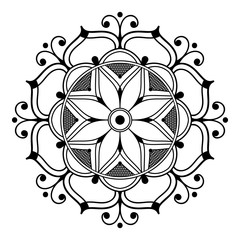Mandala decorative round ornament. Can be used for greeting card, phone case print, etc. Hand drawn background, vector isolated on white. EPS 10 