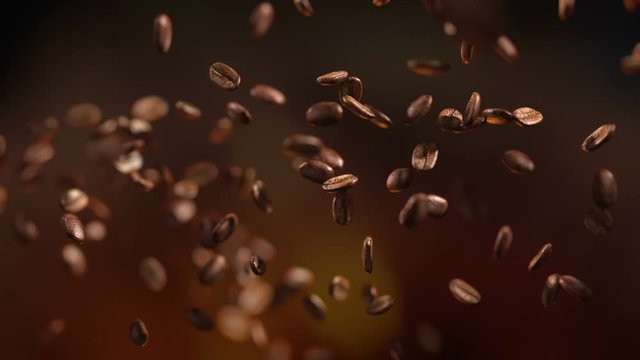 Coffee beans hit on the fly