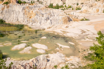 Abandoned Kaolin quarry with white plaster material
