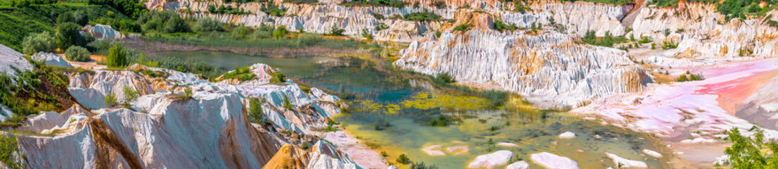 Abandoned Kaolin quarry with white plaster material