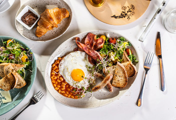 English breakfast table, top view