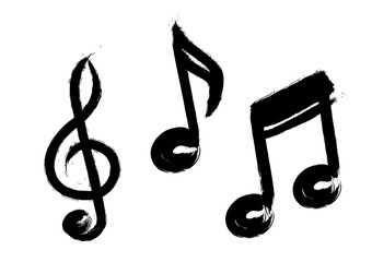 Calligraphy ink of musical symbols. Notes, treble clef vector illustration. Good for home decorating or printing for various requirements.