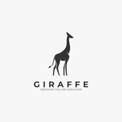 Vector Logo Illustration Elegant Giraffe Silhouette