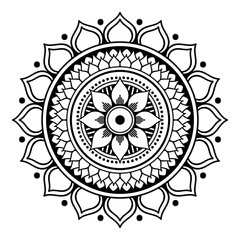 Black and white mandala for coloring page