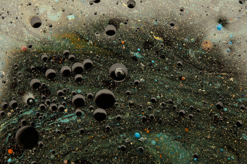 Abstract blot bubble background. Marble texture. Acrylic color in water and oil.