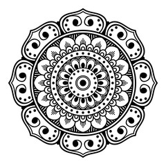 Black and white mandala for coloring page