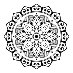Black and white mandala for coloring page