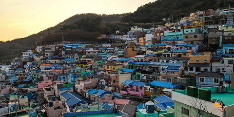 Beautiful view from Gamcheon culture village at Busan city. South Korea.