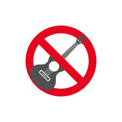 Prohibition sign. Forbidden street music in flat style.Vector illustration.